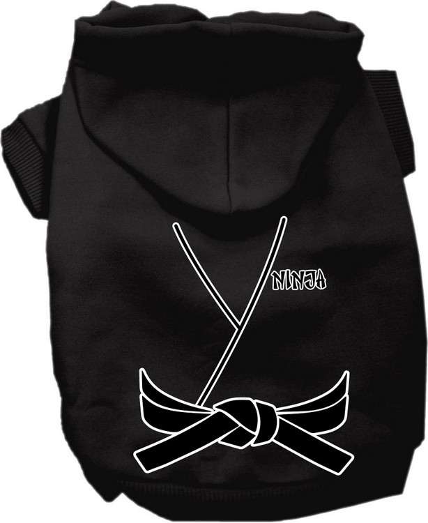 Ninja Costume Screen Print Dog Hoodie Black Size XS